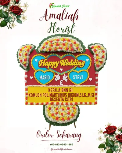 Karangan Papan Bunga Pernikahan di Margapadang